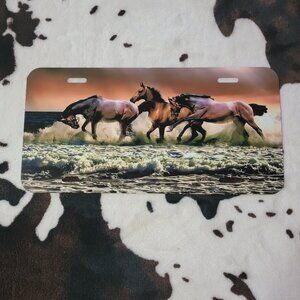 Horses on The Beach Car Tag Handmade Vehicle License Plate